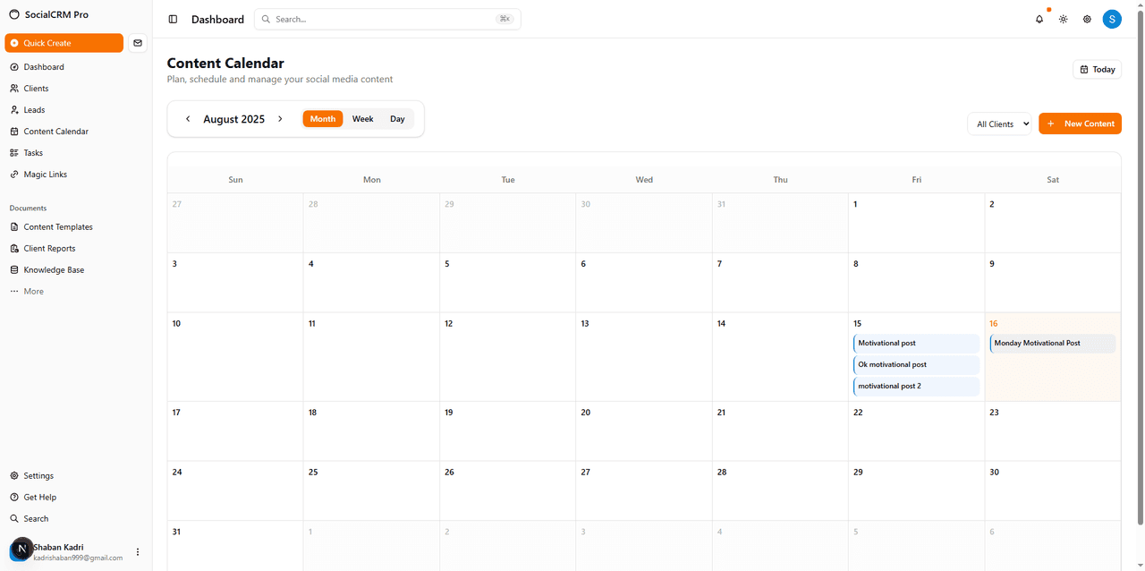 Social Media Manger CRM platform showcase